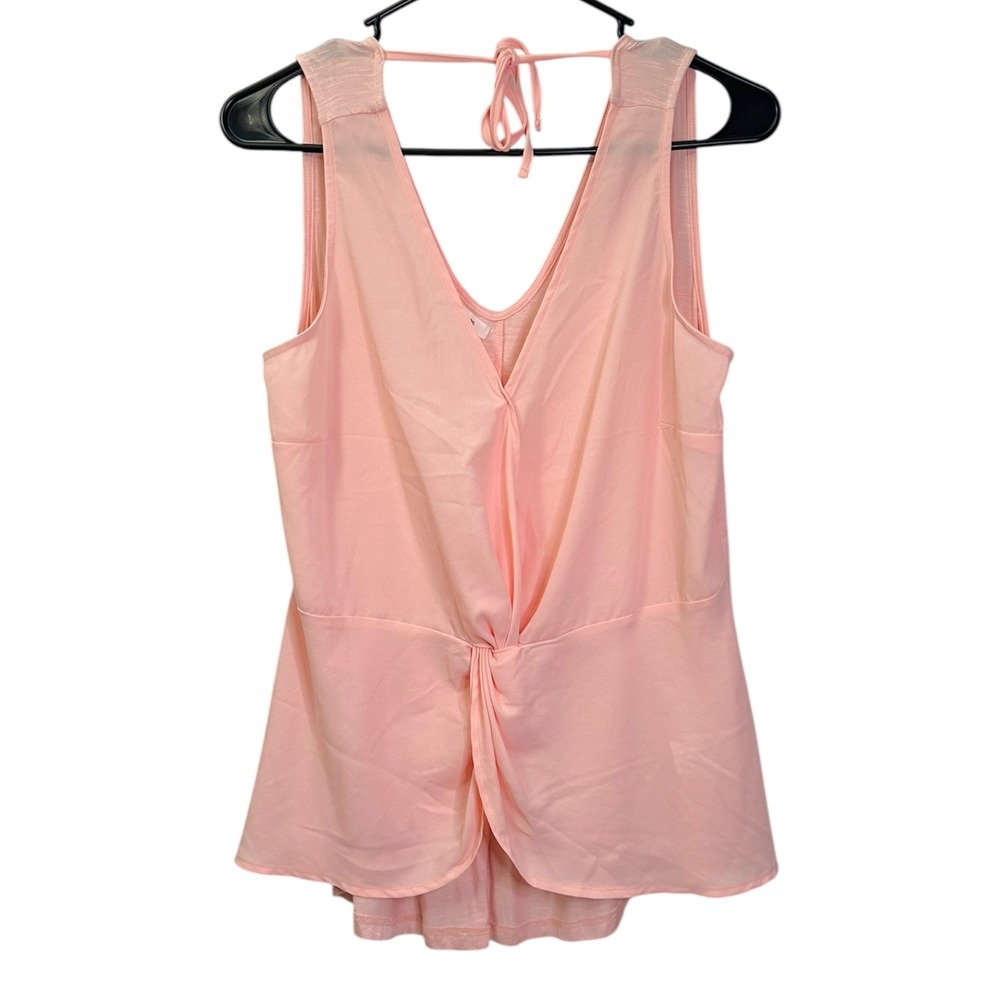 Maurices Sleeveless Top Womens Med Pink Twist Front V-Neck Tie Back Boho Blouse